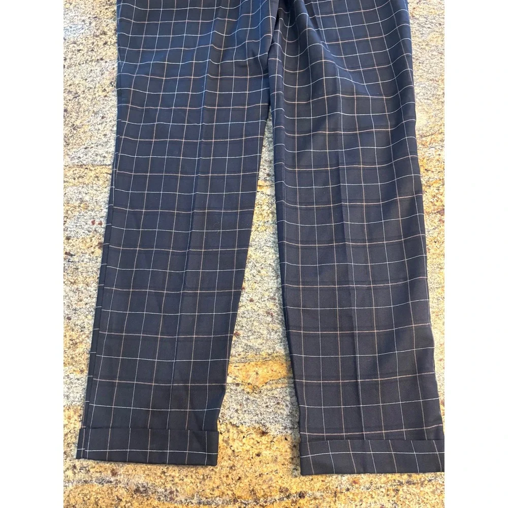 NWT H&M‎ Mens Skinny Fit Windowpane Plaid Dress Pants Navy Blue Size 33